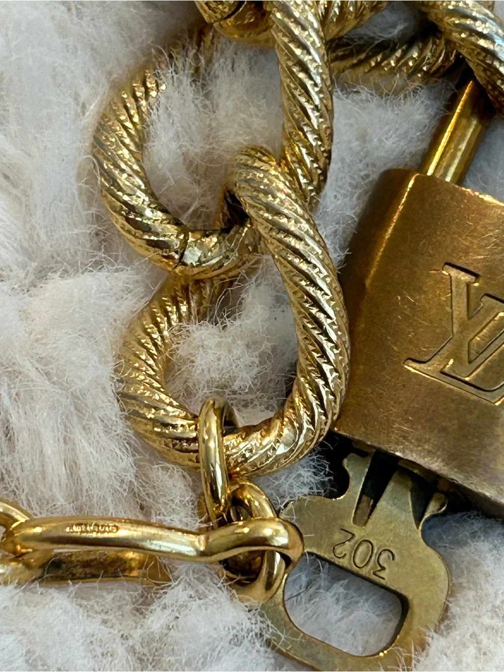 ⭐️Stunning Louis Vuitton key & lock on a rare Monet chunky link chain ⭐️